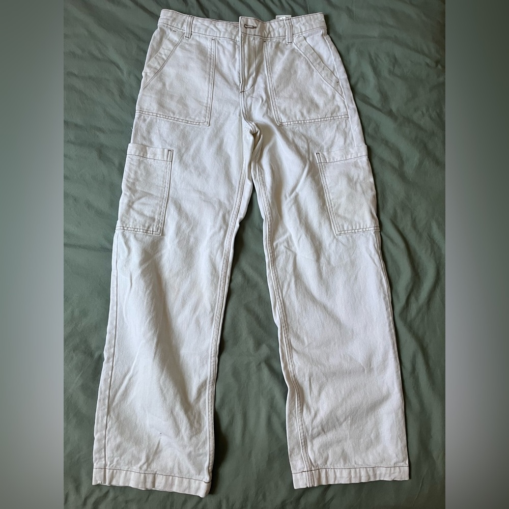 H&M - Mid-Rise Straight Leg White Cargos - Size 4